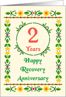 2 Years, Happy Recovery Anniversary, Art Nouveau style card