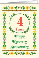 4 Years, Happy Recovery Anniversary, Art Nouveau style card