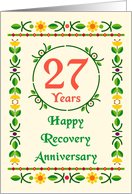27 Years, Happy Recovery Anniversary, Art Nouveau style card