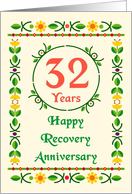 32 Years, Happy Recovery Anniversary, Art Nouveau style card