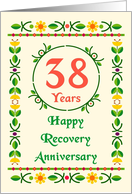 38 Years, Happy Recovery Anniversary, Art Nouveau style card