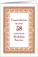 38 Years, Congratulations Alcoholism Survivor card