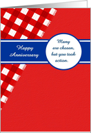 Any Recovery Anniversary, Red Gingham with a Blue Banner card