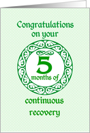 5 Month Anniversary, Green on Mint Green with a prominent number card