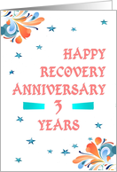 3 Years, Happy Recovery Anniversary, star studded card