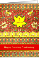 2 Years, Happy Recovery Anniversary, vintage Japanese design card