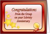Congratulations, From the Group, Sobriety Anniversary, Stars, card
