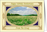 Happy Sobriety Anniversary. From the Group, Field of flowers, card