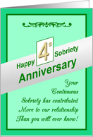 Happy FOURTH YEAR, Sobriety Anniversary, card
