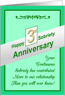 Happy THIRD YEAR, Sobriety Anniversary, card