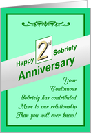 Happy SECOND YEAR, Sobriety Anniversary, card