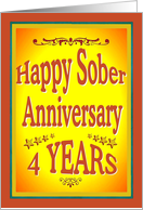 4 YEARS Happy Sober Anniversary in bold letters. card