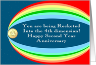 Rocketed into Second Year Anniversary card