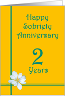 2 year Happy Sobriety Anniversary, White Flower card