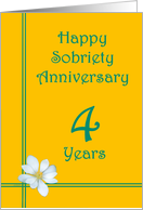4 year Happy Sobriety Anniversary, White Flower card