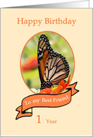 1 Year Addiction Recovery For Friend, Beautiful Butterfly card