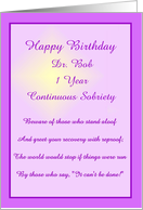 1 Year Happy Sobriety Birthday card