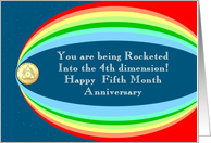 Rocketed into Fifth Month Anniversary card