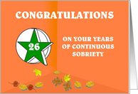 26 Years Continuous Sobriety Falling leaves card