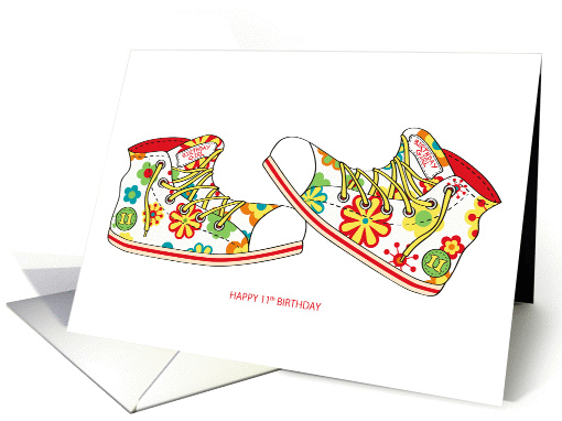 Happy Birthday - 11 - Canvas Flowery Shoes card (1166388)