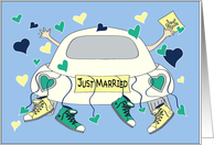 Just Married - Congratulations - Wedding Car - Gay card