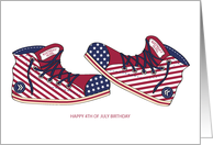 Happy Birthday - Girl - 4th of July - Canvas Stars and Stripes Shoes card