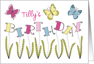 Birthday - Custom Front - Butterfly and Flowers card