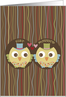 Wedding - Just Married - Gay - Owls in tree card