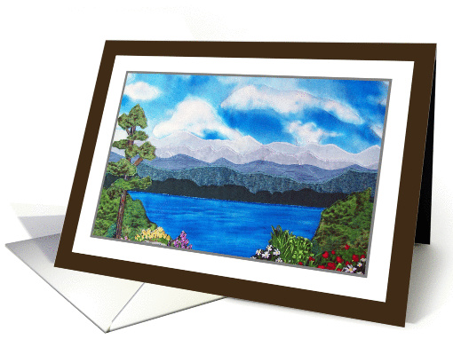 Quilted Landscape of Lake and Mountains card (1170206)