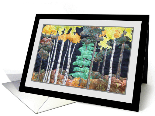 Quilted Landscape of Nighttime Forest, Blank Inside card (1188126)