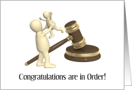 Congratulations on Winning Custody, Happy Child, Gavel card