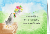 Happy Birthday Special Nephew, Across Miles, Bird, Hills, Sky card