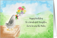 Happy Birthday Wonderful Daughter, Across Miles, Bird, Hills, Sky card