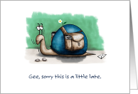 Happy Belated Father’s Day, Humorous Snail with Mail card