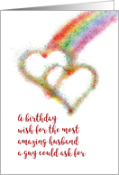 Gay Birthday Wish for Husband Colorful Hearts Rainbow card
