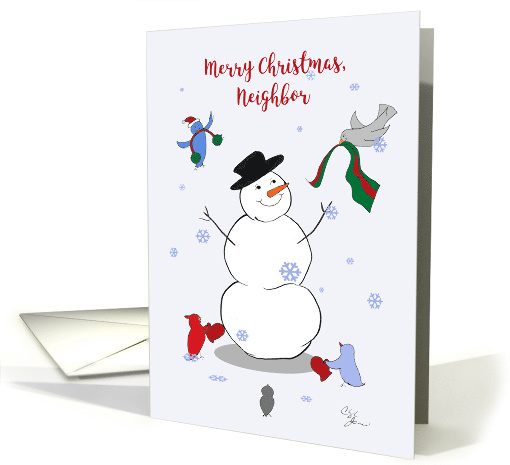 Merry Christmas, Neighbor, Birds Bringing Happy Snowman... (1489330)