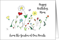 Happy Birthday, Mom, Garden of Our Hearts, Colorful Flowers, Hearts card