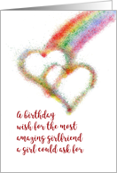 Lesbian Birthday Wish for Girlfriend Colorful Rainbow and Hearts card