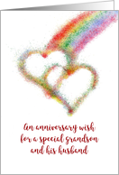 Gay Grandson and Husband Anniversary Wish Colorful Rainbow and Hearts card