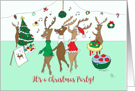 Humorous Chrismas Party Invitation, Reindeer, Conga card