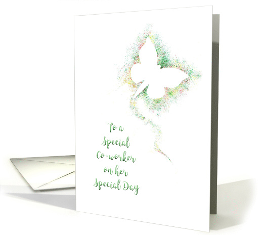 Special Co-worker, Birthday,Colorful Airbrush Abstract Butterfly card