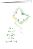 Special Neighbor, Birthday,Colorful Airbrush Abstract Butterfly card