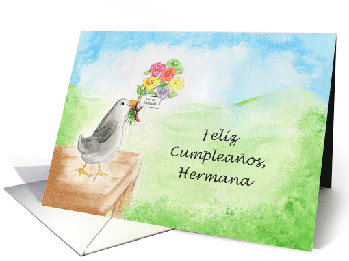 Feliz Cumpleanos Hermana, Pajaro con Flores card (1521546)