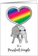 Gay Happy Anniversary Purrfect Couple Cute Cats Rainbow Heart card