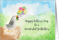 Happy Father’s Day Wonderful Godfather, Bird with Bouquet of Flowers card