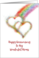 Lesbian Moms Heartfelt Anniversary Wish Colorful Rainbow and Hearts card