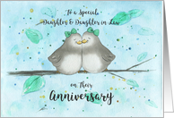 Lesbian Happy Anniversary Daughter and Her Wife Cute Cartoon Lovebirds card