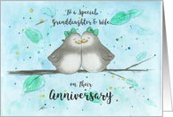 Lesbian Happy Anniversary Granddaughter and Her Wife Cartoon Lovebirds card