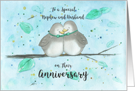 Gay Happy Anniversary Nephew and His Husband Cute Cartoon Lovebirds card