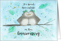 Lesbian Happy Anniversary Niece and Her Wife Cute Cartoon Lovebirds card